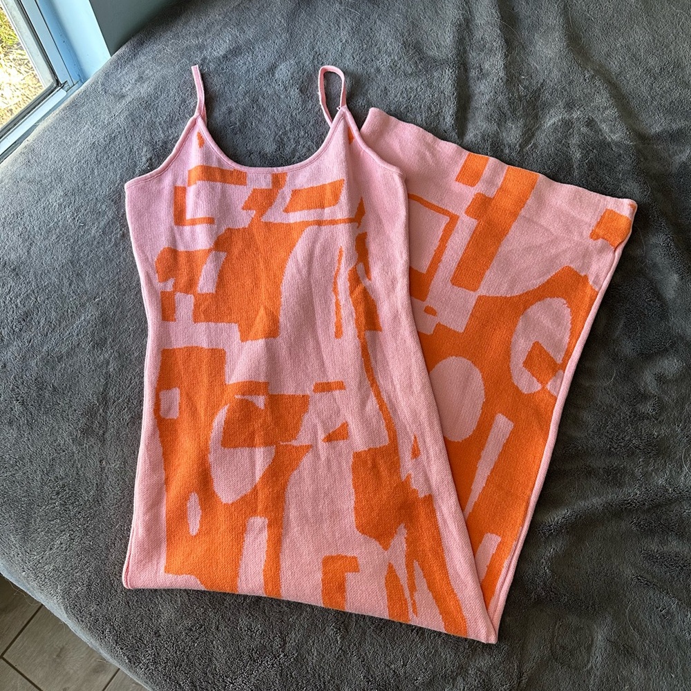 Pink and Orange Abstract Dress